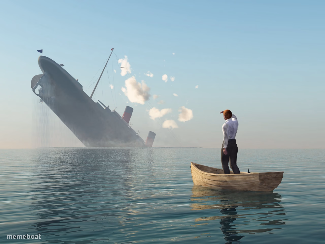 Sinking ship, me watching - meme generator image preview