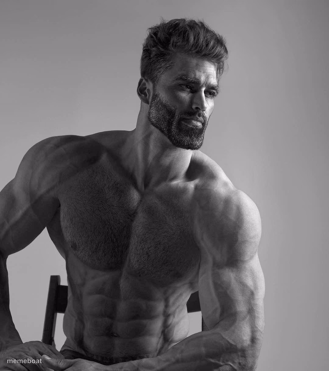 sitting giga chad - meme generator image preview