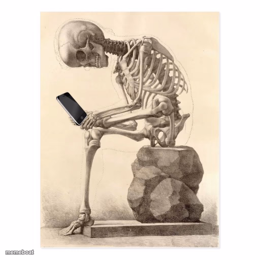 Skeleton checking cell phone - meme generator image preview
