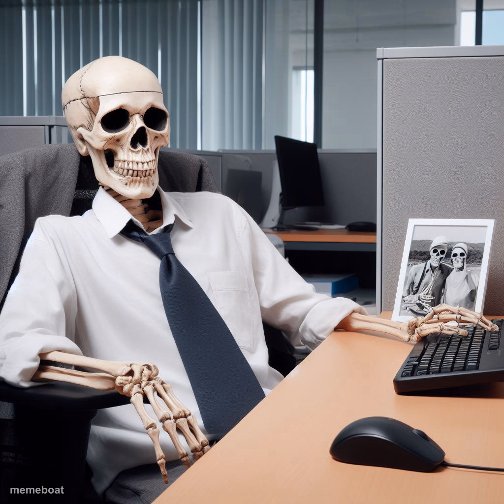 Skeleton Office Drone - meme generator image preview