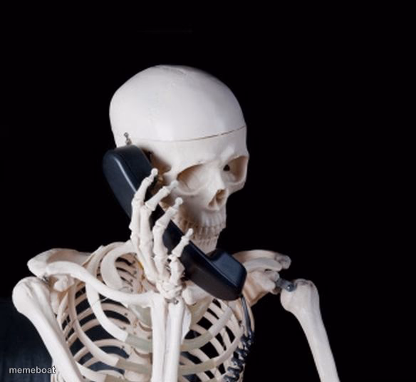 Skeleton on phone - meme generator image preview
