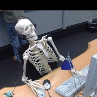 Skeleton Waiting At Computer - meme generator image preview