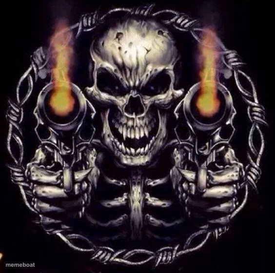 Skeleton with guns - meme generator image preview