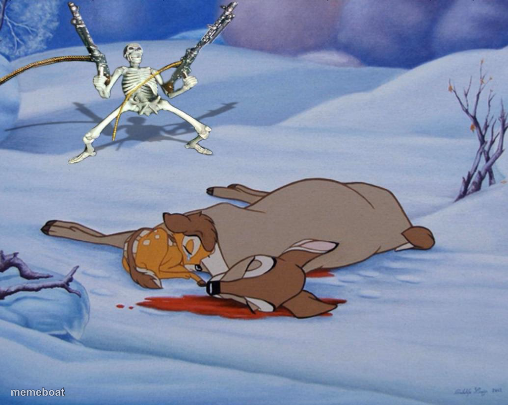 skeleton with guns and bambi - meme generator image preview