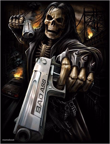 Skeleton with handguns - meme generator image preview
