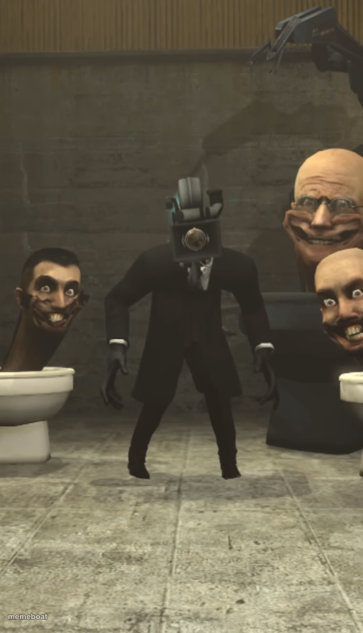 Skibidi Toilets and Cameraman staring at you - meme generator image preview