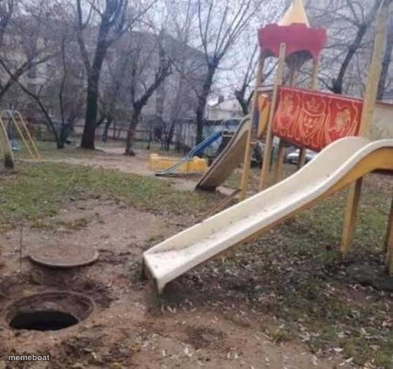 Slide leading into a hole - meme generator image preview