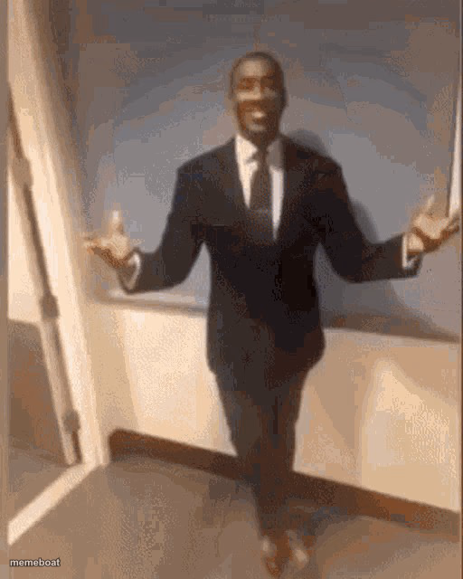 smiling black guy in suit - meme generator image preview