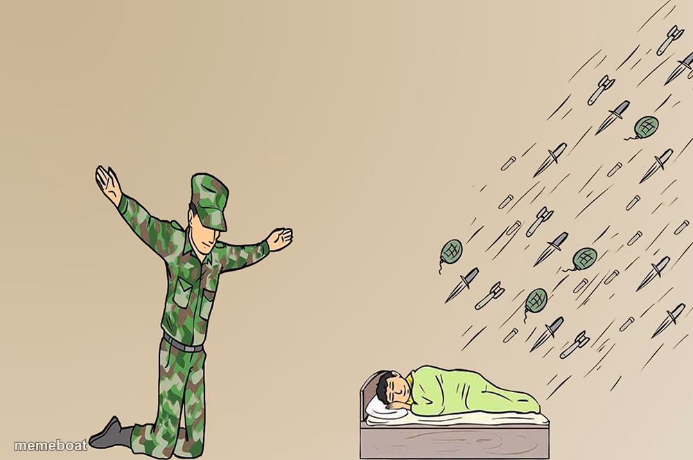 Soilder not protecting child meme - meme generator image preview