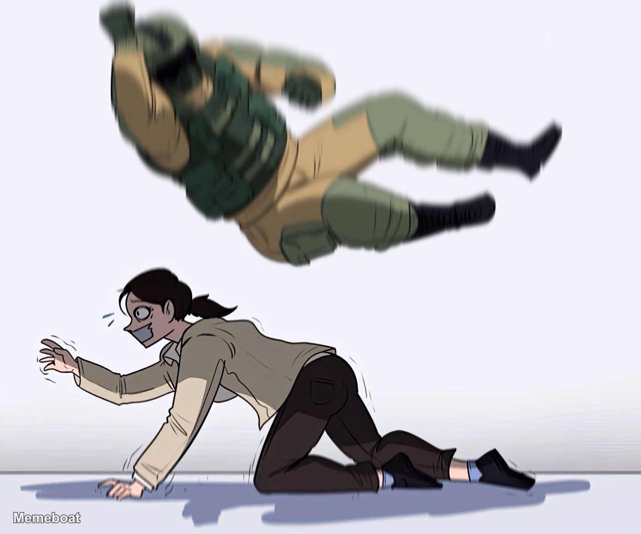 Soldier Jumping On Girl - meme generator image preview
