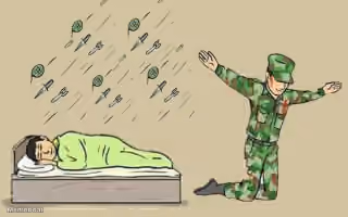 Soldier Protecting Sleeping Child