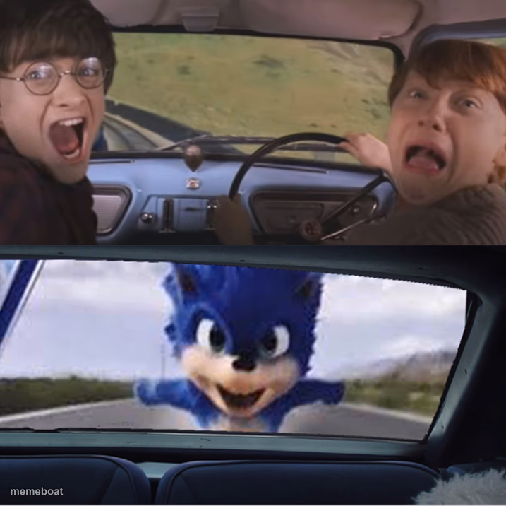 Sonic Chasing Harry and Ron - meme generator image preview