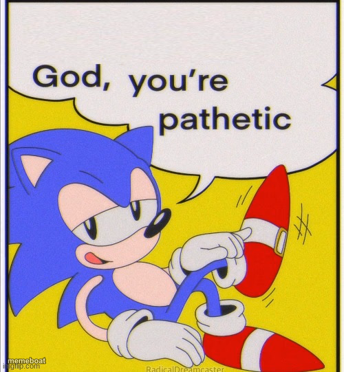 Sonic " God, you're pathetic " - meme generator image preview