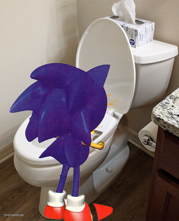 Sonic peeing in the toilet - meme generator image preview