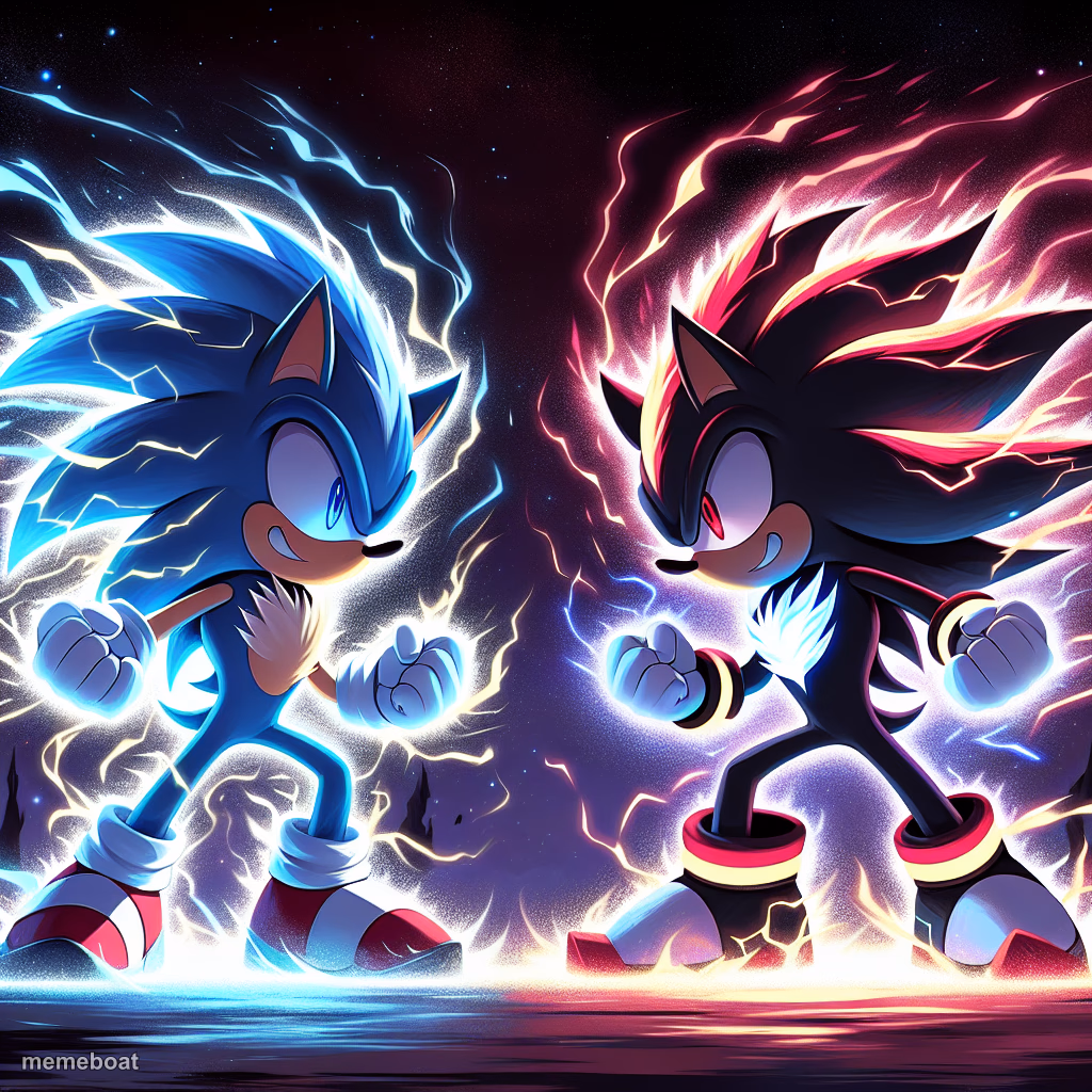 sonic the hedgehog and shadow the hedgehog fighting in space whi - meme generator image preview