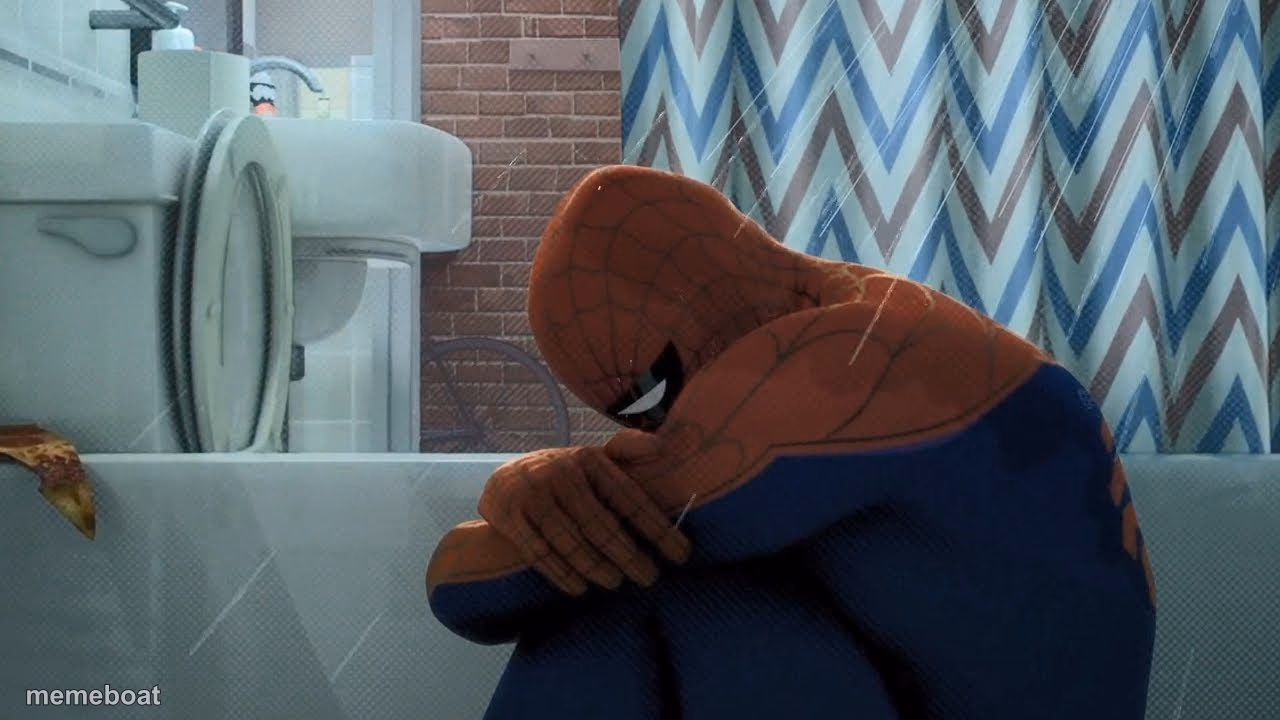Spider-Man crying in the shower - meme generator image preview