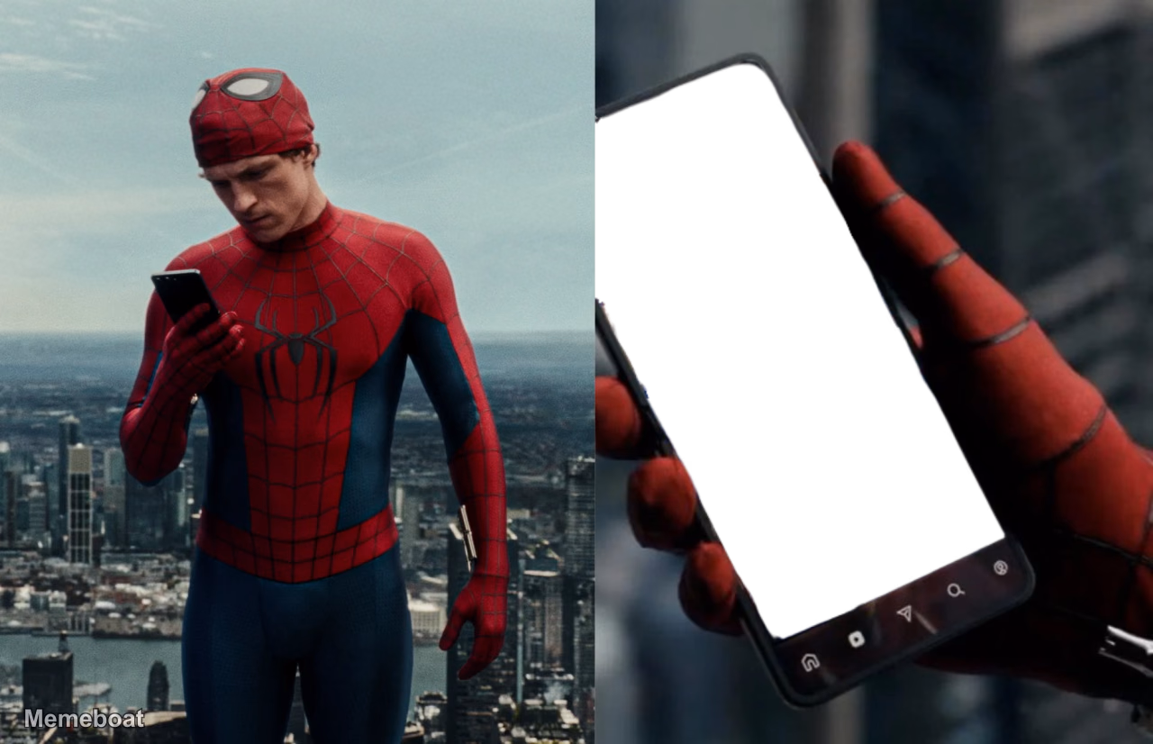 Spider-man Looking at Phone - Brand New Day - meme generator image preview