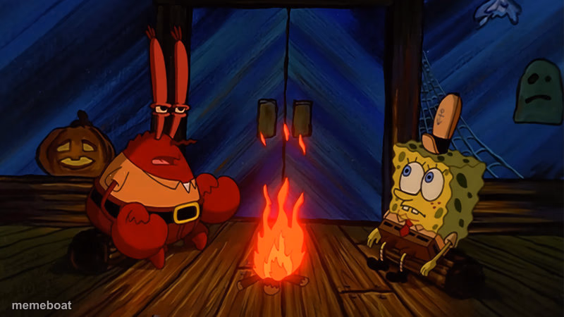 spongebob and mr krabs campfire - meme generator image preview