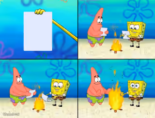 Spongebob and Patrick Burning Paper