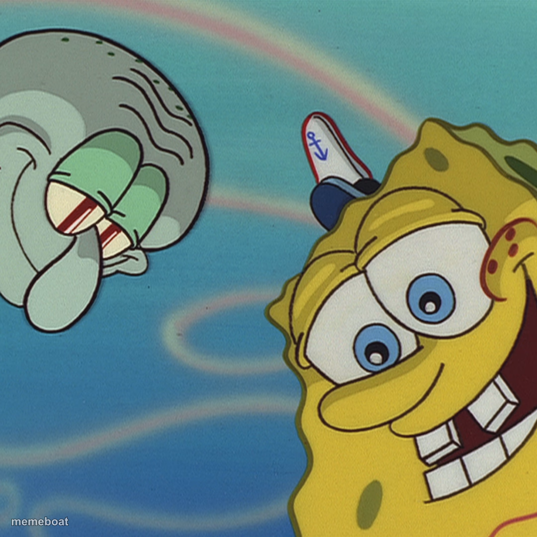 Spongebob and Squidward looking down - meme generator image preview