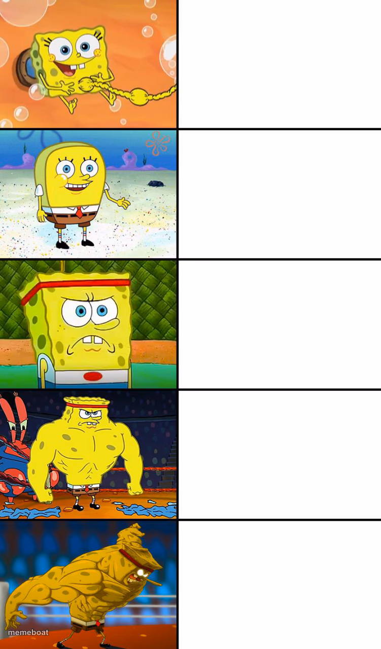 Spongebob baby, normal, tough, strong, god - meme generator image preview