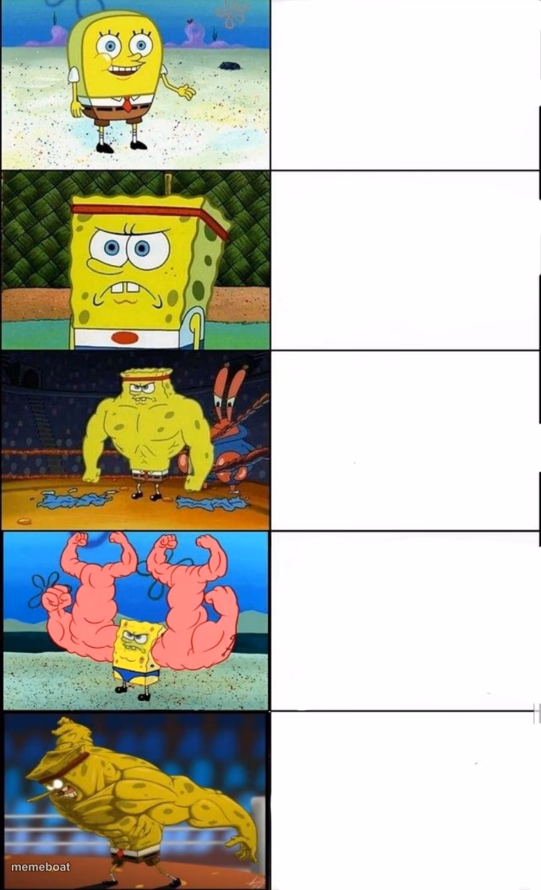 SpongeBob becoming stronger (5 panels) - meme generator image preview