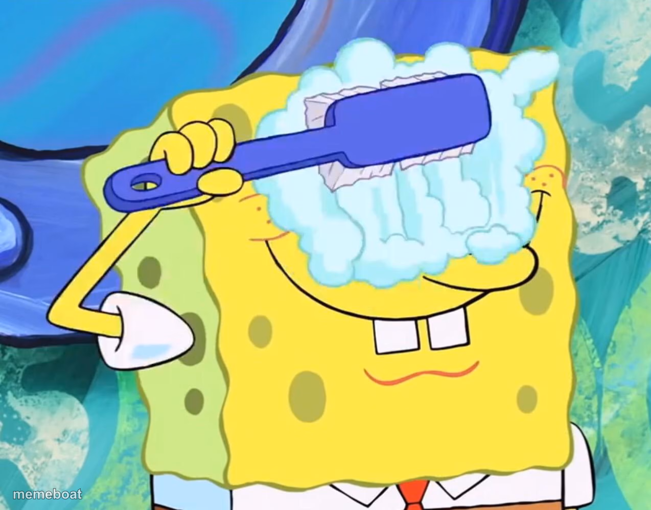 Spongebob cleaning eyes - meme generator image preview