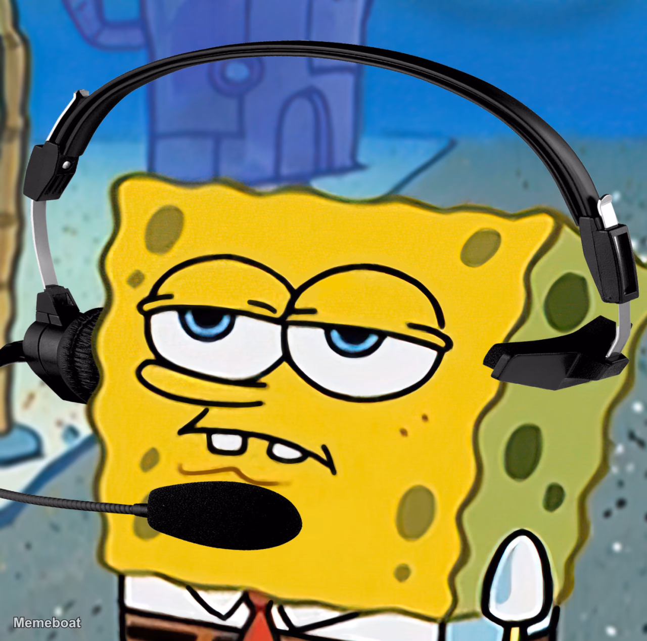 Spongebob Headset Bored - meme generator image preview