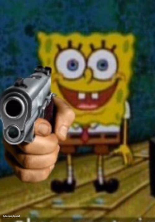 Spongebob Holding a Gun - meme generator image preview