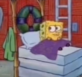 spongebob looking at a creep