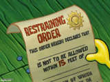 SpongeBob Restraining Order but the text is placed properly