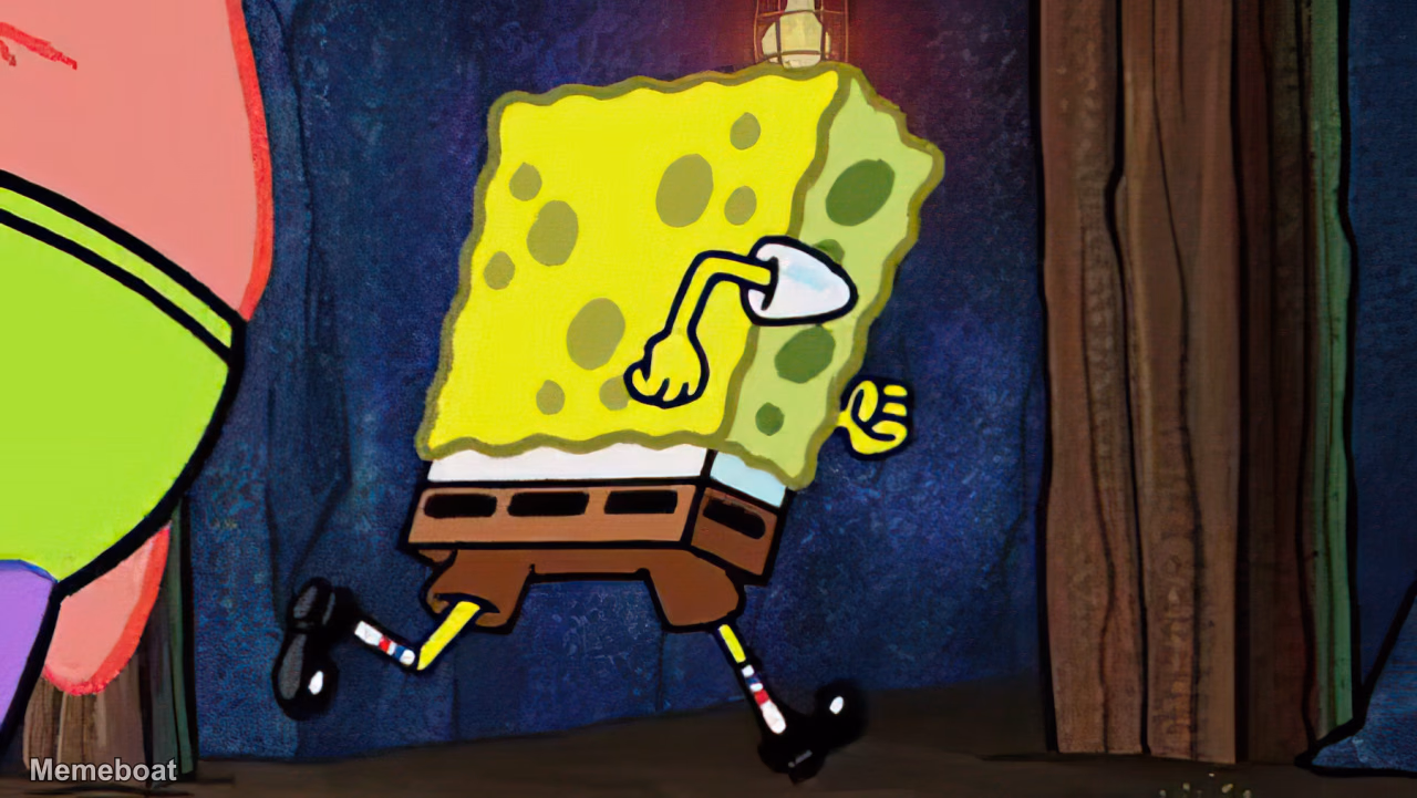 Spongebob Running Away - meme generator image preview