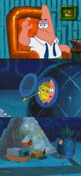 SpongeBob shows Patrick the pile