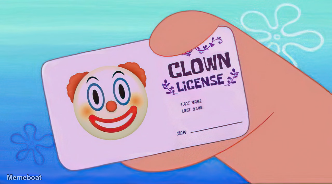 SpongeBob SquarePants Clown License - meme generator image preview