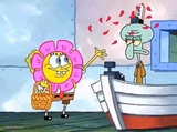 SpongeBob throwing flowers