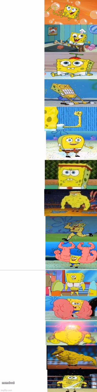 Spongebob Weak Strong (15 panels) - meme generator image preview