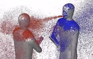 Spraying Particles on Each Other