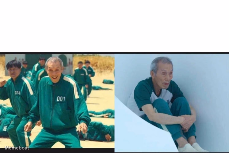 Squid Game Before After Old Man - meme generator image preview
