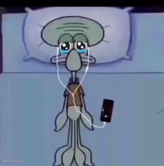 Squidward Crying in Bed