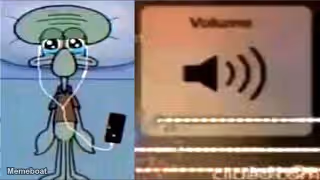 Squidward Crying Listening to Music