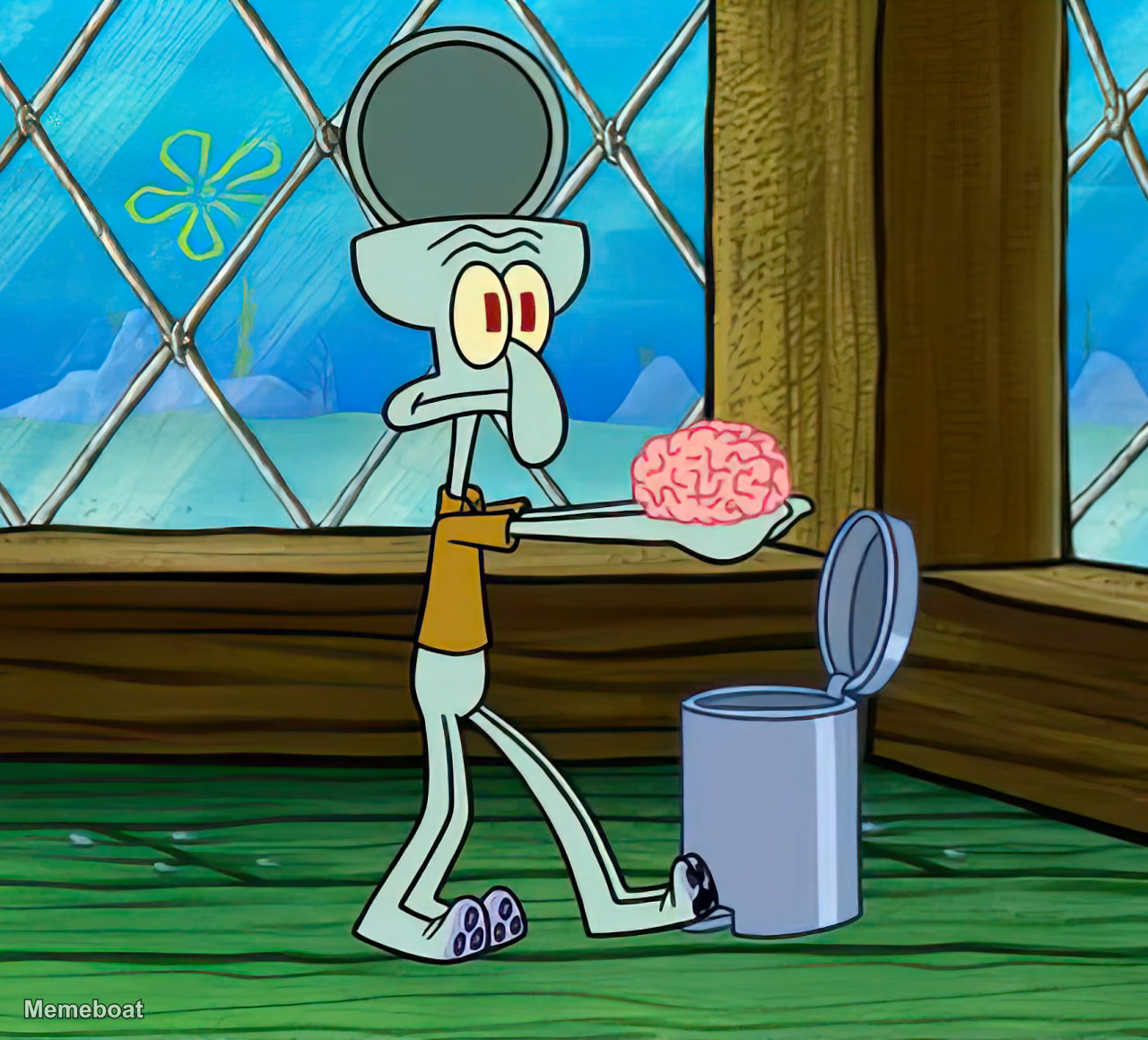 Squidward Discarding Brain - meme generator image preview