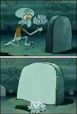 Squidward gravestone meme