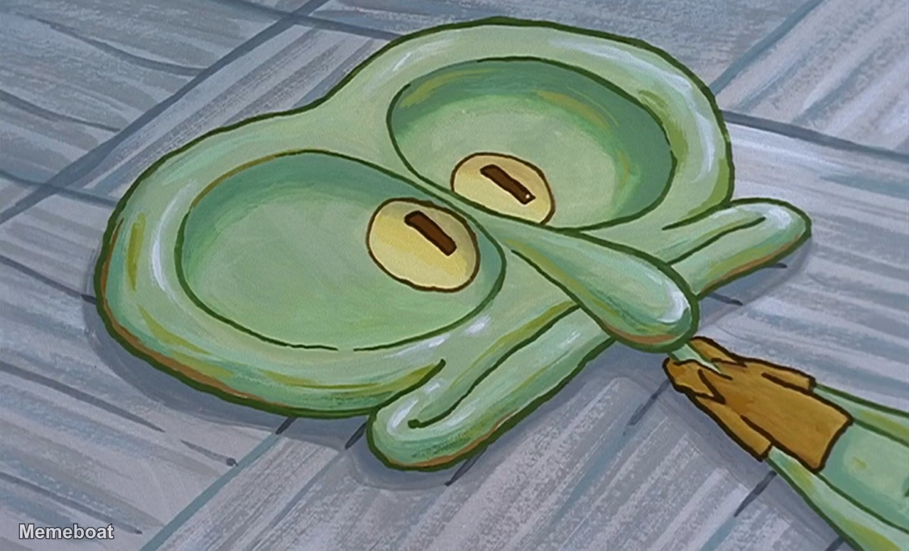 Squidward Squished Cheeks - meme generator image preview