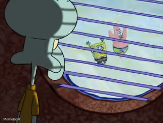 Squidward Watching Spongebob and Patrick - SpongeBob SquarePants