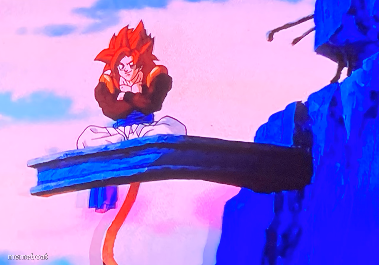 SSJ4 Gogeta sitting - meme generator image preview