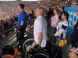 "Standing" at attention for national anthem