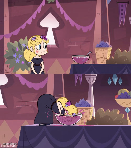 Star Butterfly Shoving her Face into the Juice Bowl - meme generator image preview