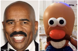 Steve Harvey=Upside down potato head