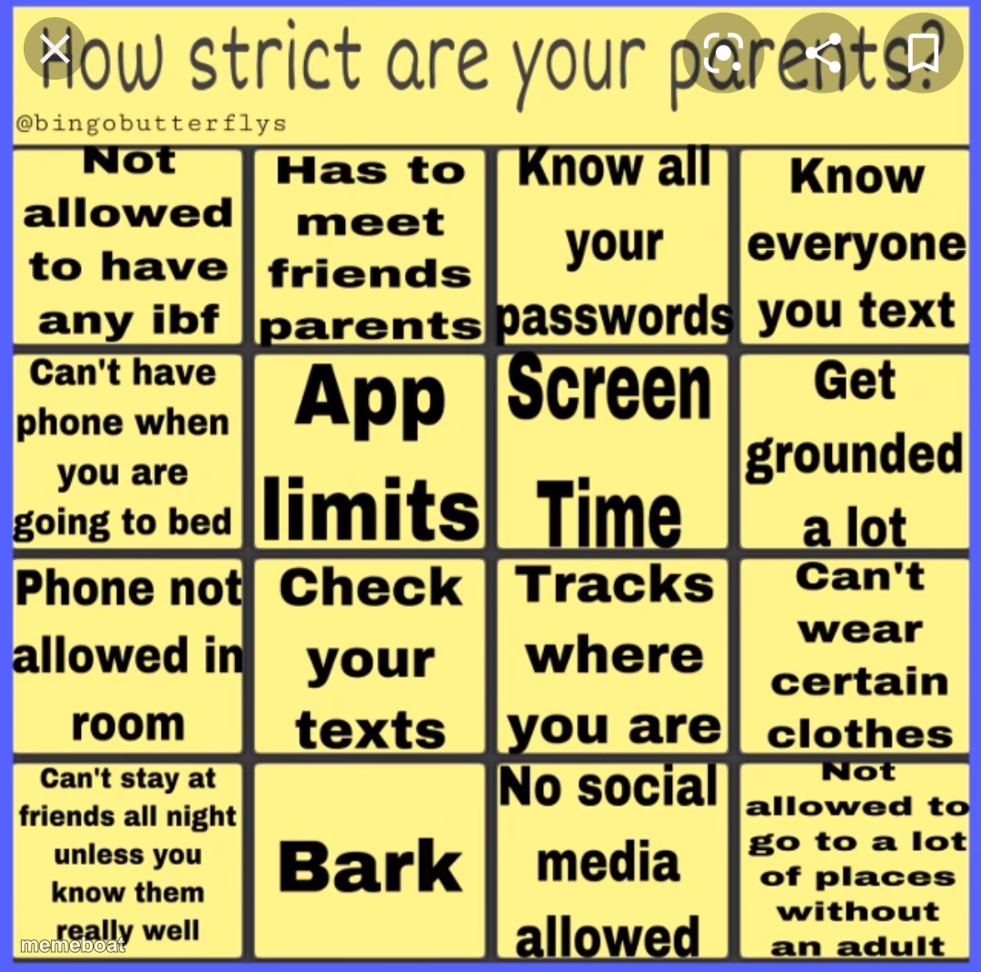 Strict parent bingo - meme generator image preview