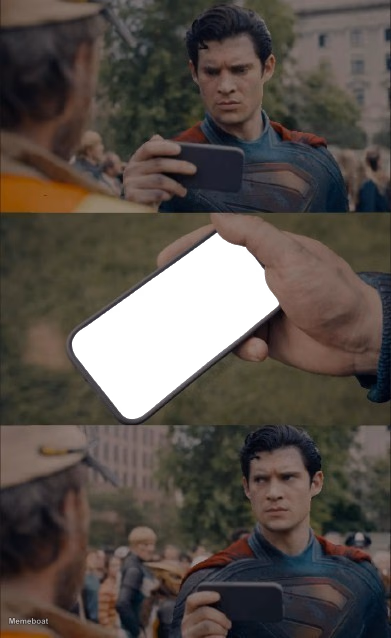 Superman Looking at Phone - meme generator image preview